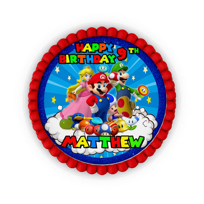 Round-shaped Super Mario personalized cake images