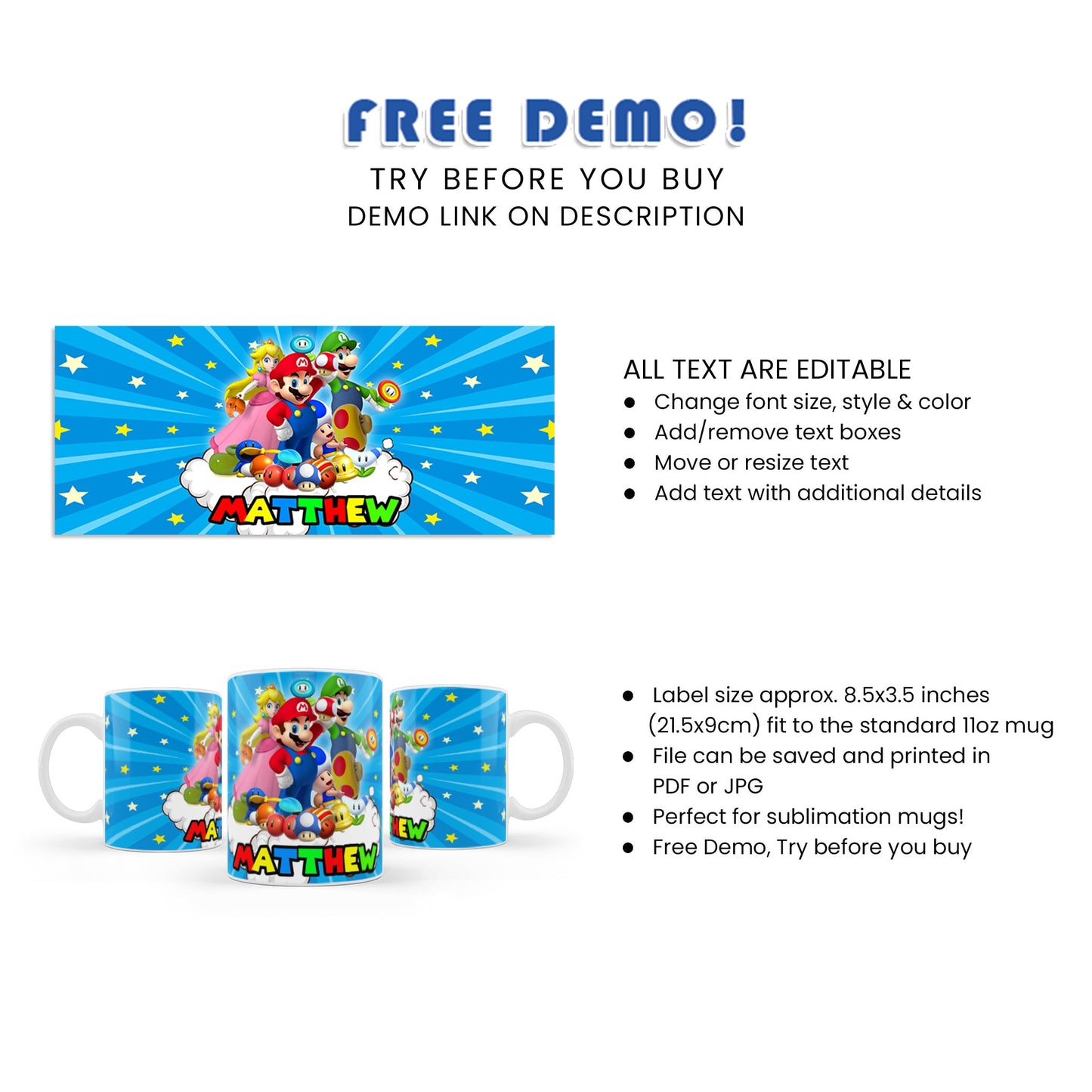 Super Mario Sublimation Mug - The Perfect Gift for Any Super Mario Fan