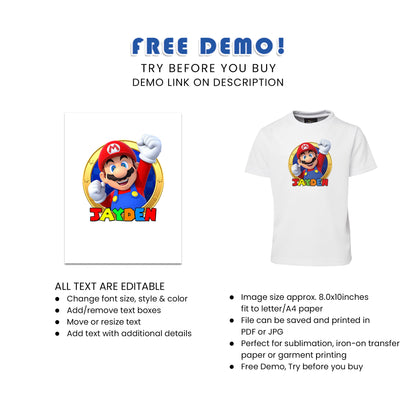 Super Mario Sublimation T-Shirt - Show Off Your Love for Super Mario in Style