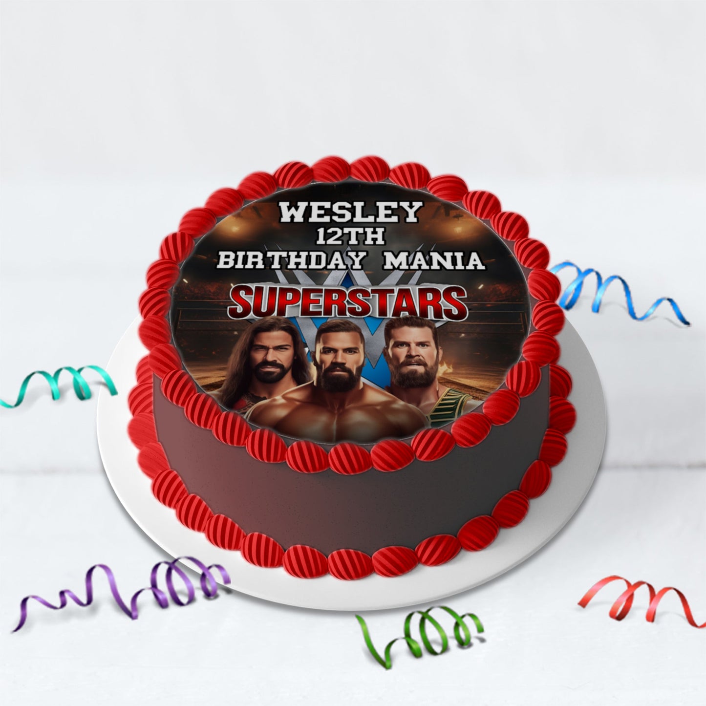 WWE WrestleMania Birthday Decorations, WWE Party Supplies, Royal Rumble Themed, Pro Wrestling Digital Template, Editable WWE WrestleMania Image SVG PNG