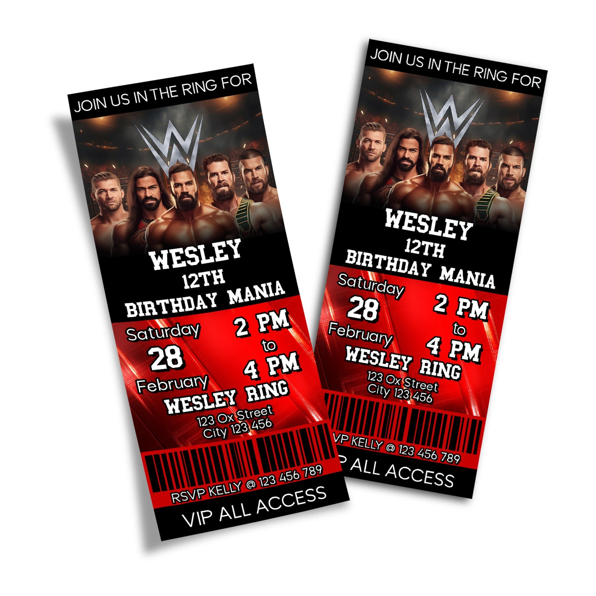 Personalized WWE WrestleMania Birthday Ticket Invitations Make Your