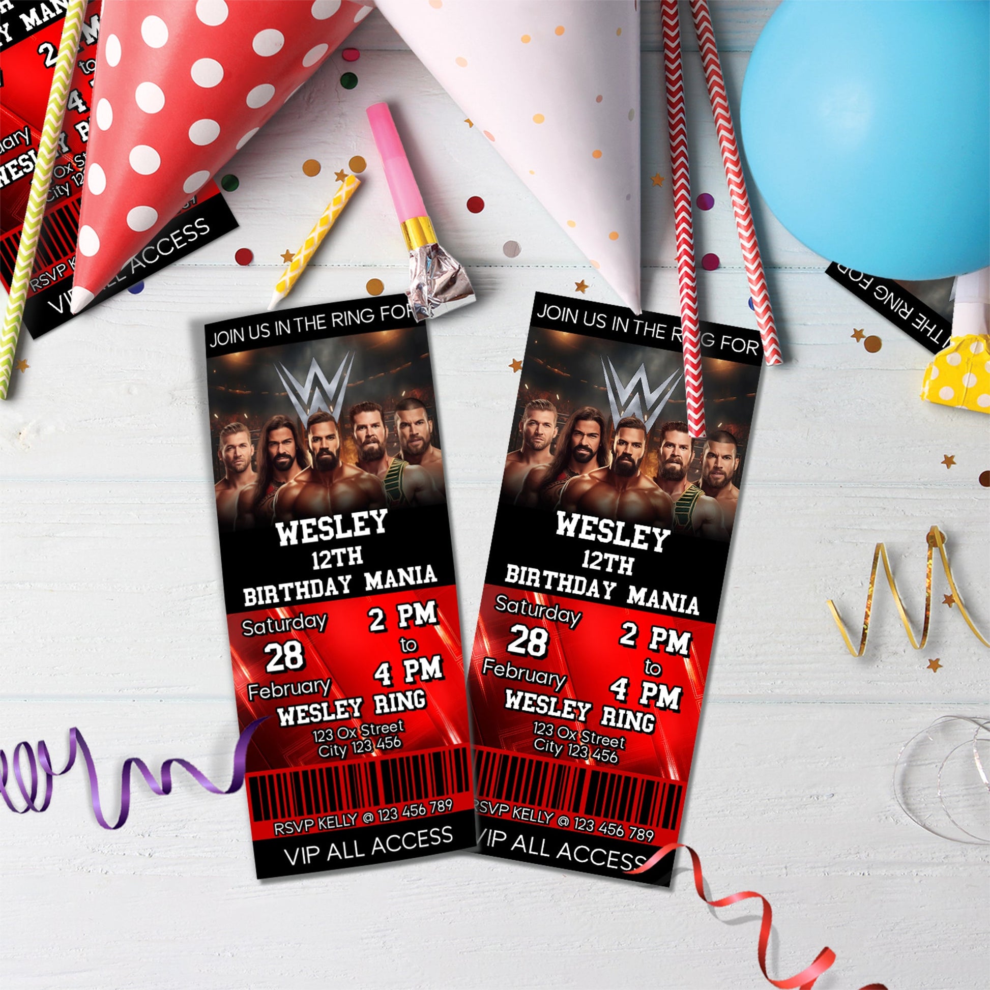 WWE WrestleMania Birthday Decorations, WWE Party Supplies, Royal Rumble, Pro Wrestling, WWE WrestleMania SVG