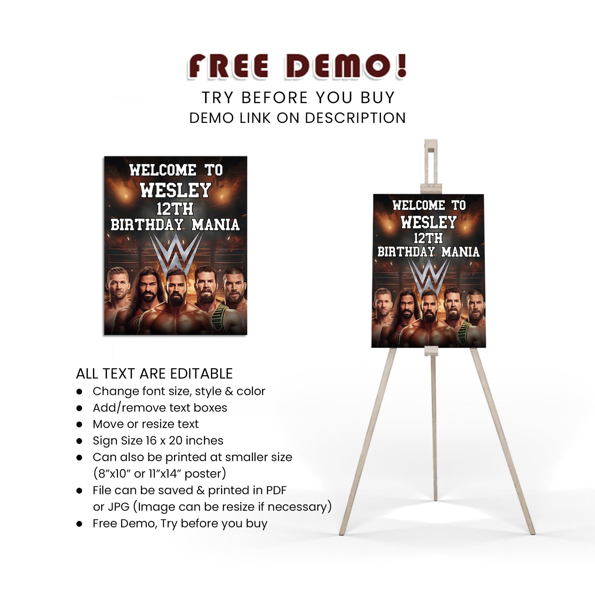 Welcome to WWE WrestleMania Sign - Make Your Guests Feel Welcome – PartyDaz